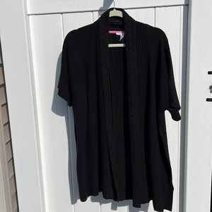 Isaac Mizrahi Live! Cable Stitch Shawl Collar Kimono Cardigan, Size L